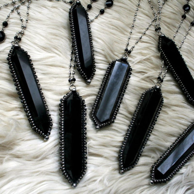 Oversized Black Obsidian Crystal Statement Necklace – Bleak Boutique