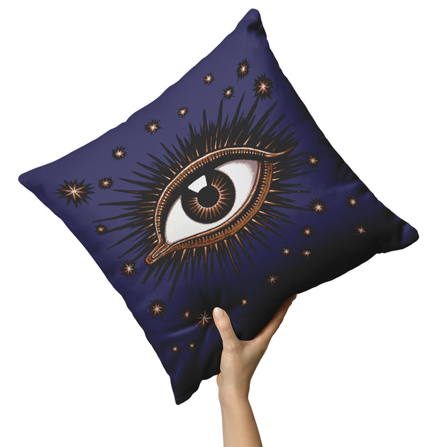 Buckle-Down Throw Pillow - Vivid Blue Eyeball Black