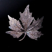 Vintage Cubic Zirconia Maple Leaf Brooch