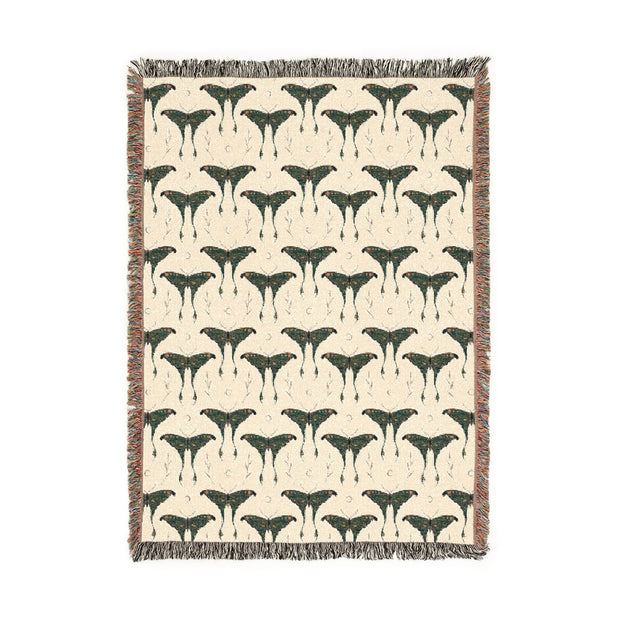 Luna Moth 100% Cotton Woven Throw Blanket