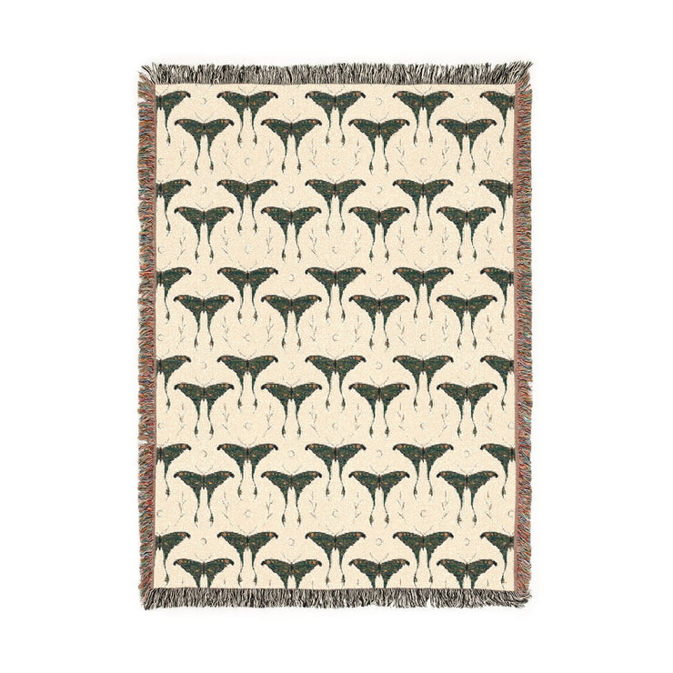 Luna Moth 100% Cotton Woven Throw Blanket