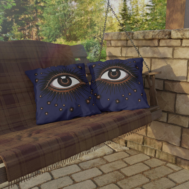 "All Seeing Eye" (Violet) Outdoor Throw Pillow