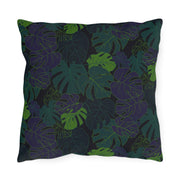 "Dark Monstera" Outdoor Throw Pillows