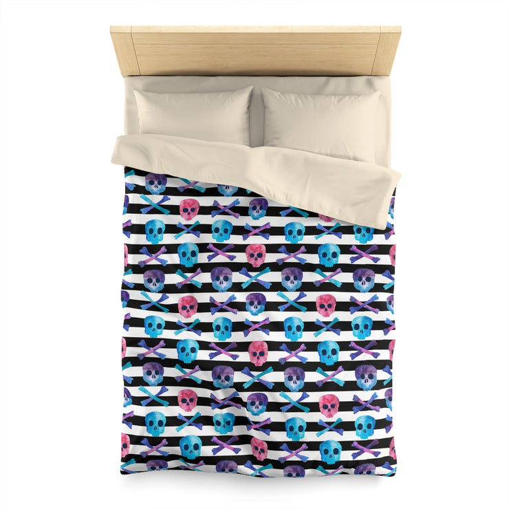 "Skulls and Stripes" Microfiber Duvet Cover