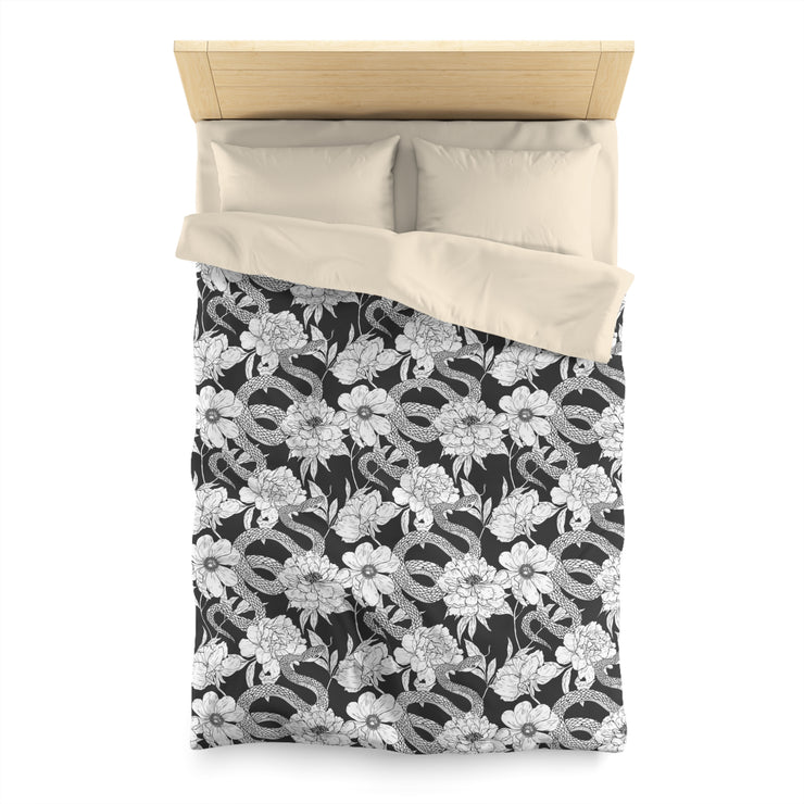 "Garden in Gray" Microfiber Duvet Cover