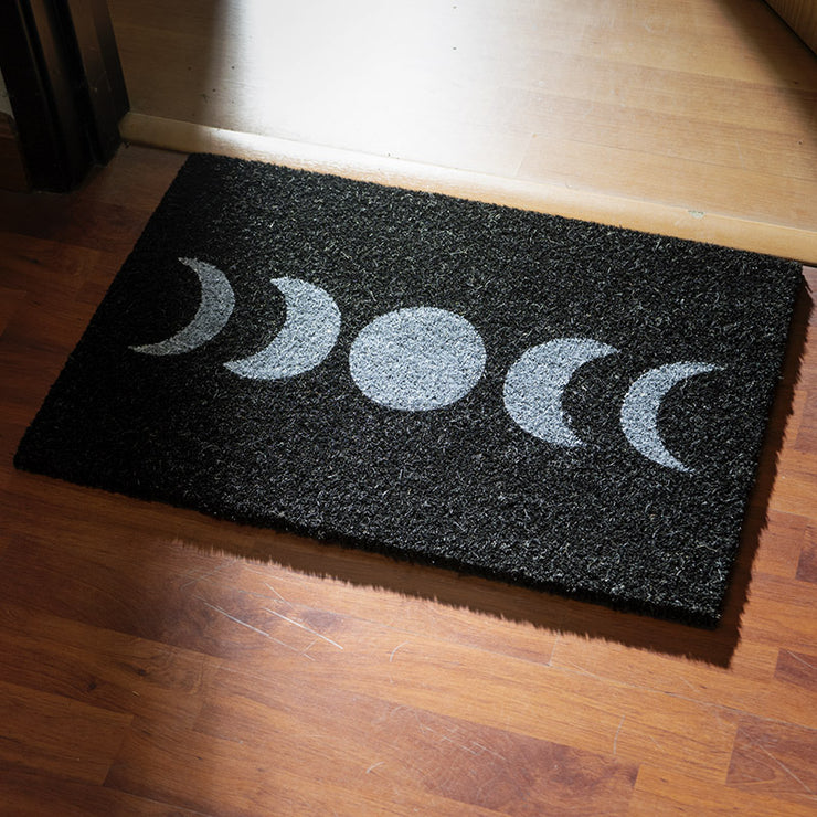 Moon Phase Black Coir Doormat