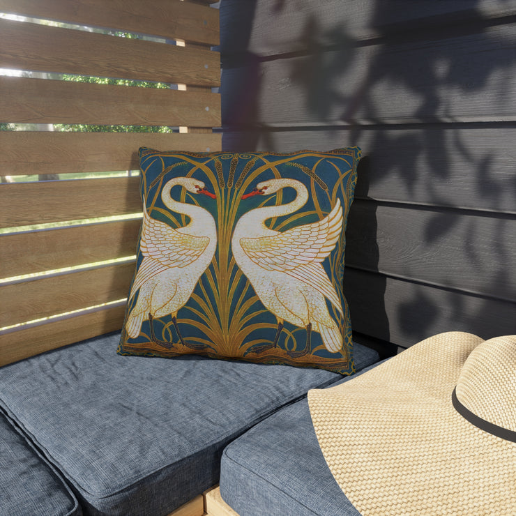 "Swan, Rush and Iris" Outdoor Throw Pillows