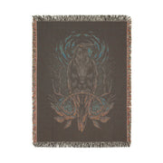 Crow and Flowers 100% Cotton Woven Throw Blanket