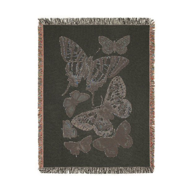 Butterfly Illustration 100% Cotton Woven Throw Blanket