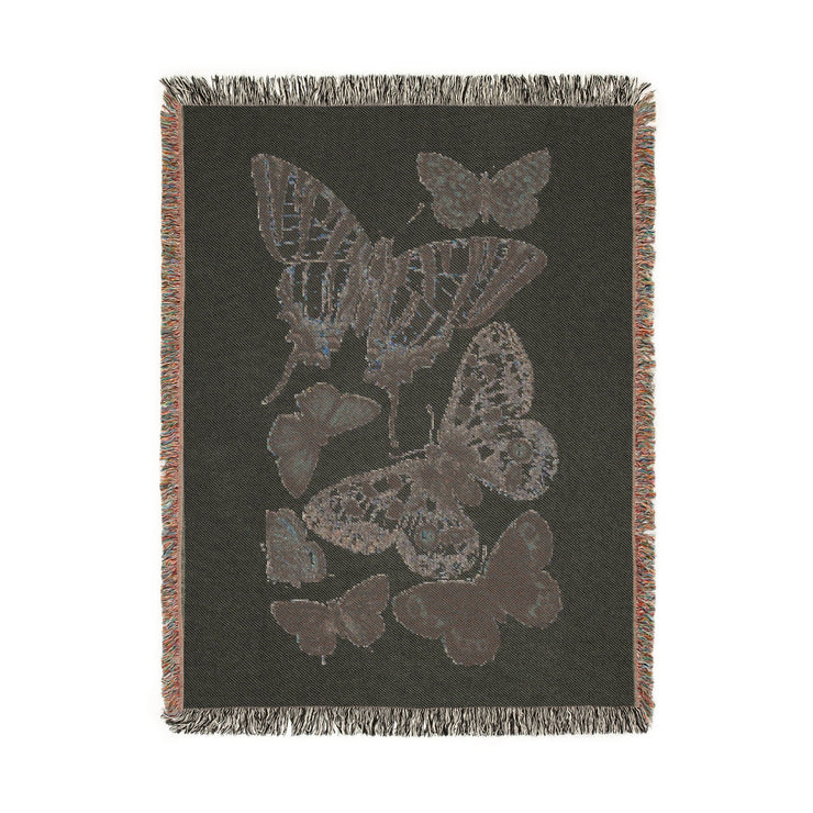 Butterfly Illustration 100% Cotton Woven Throw Blanket