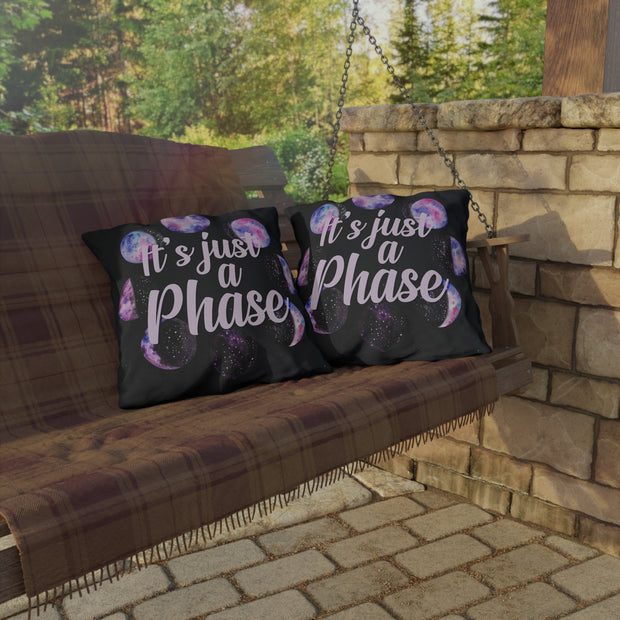 "It's Just a Phase" Outdoor Throw Pillows