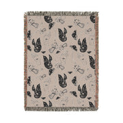 Spooky Spells, Bats, and Mushrooms 100% Cotton Woven Throw Blanket