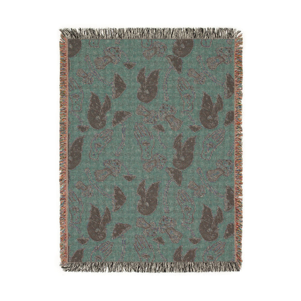 Spooky Spells, Bats, and Mushrooms 100% Cotton Woven Throw Blanket