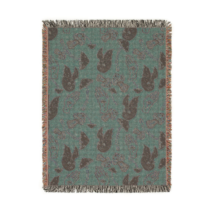 Spooky Spells, Bats, and Mushrooms 100% Cotton Woven Throw Blanket