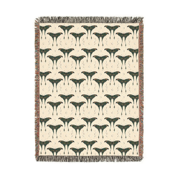 Luna Moth 100% Cotton Woven Throw Blanket