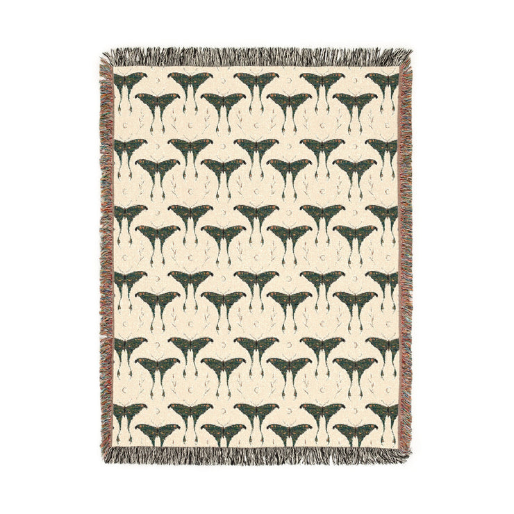 Luna Moth 100% Cotton Woven Throw Blanket
