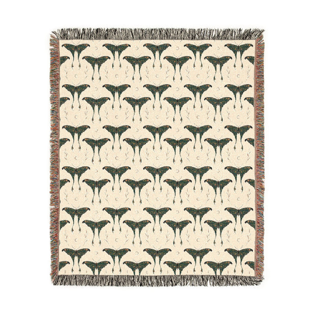 Luna Moth 100% Cotton Woven Throw Blanket