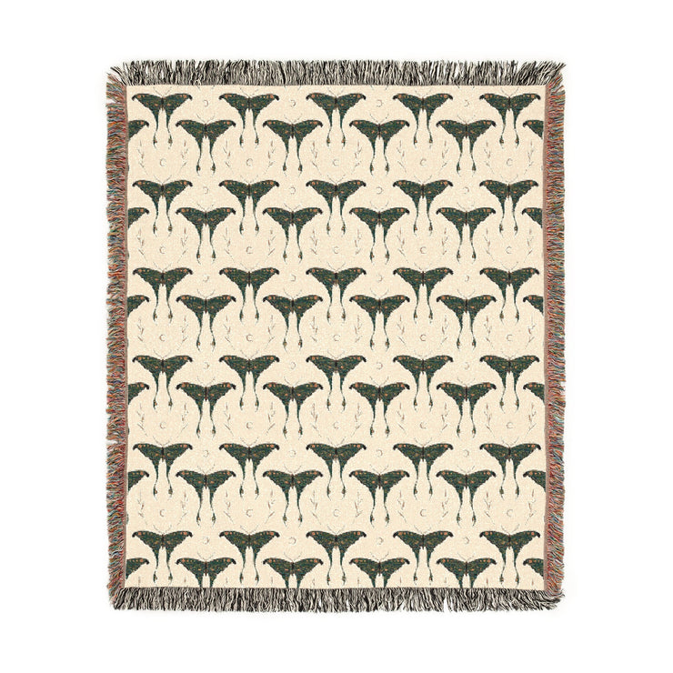 Luna Moth 100% Cotton Woven Throw Blanket