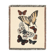 Butterfly Illustration 100% Cotton Woven Throw Blanket