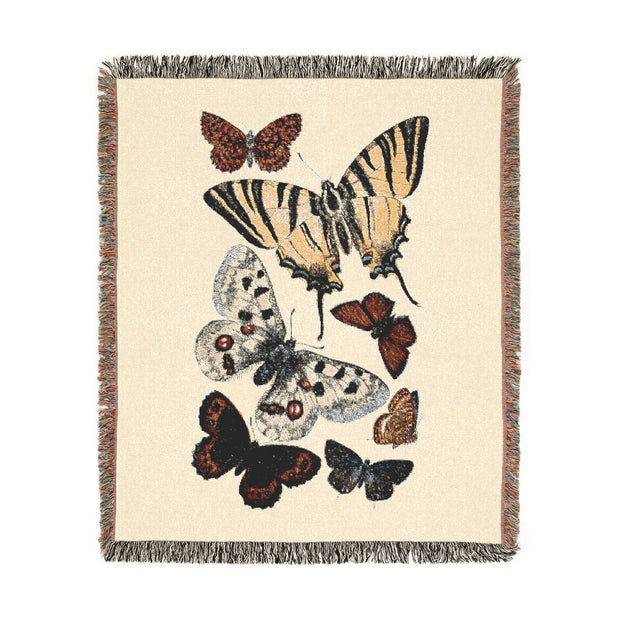 Butterfly Illustration 100% Cotton Woven Throw Blanket