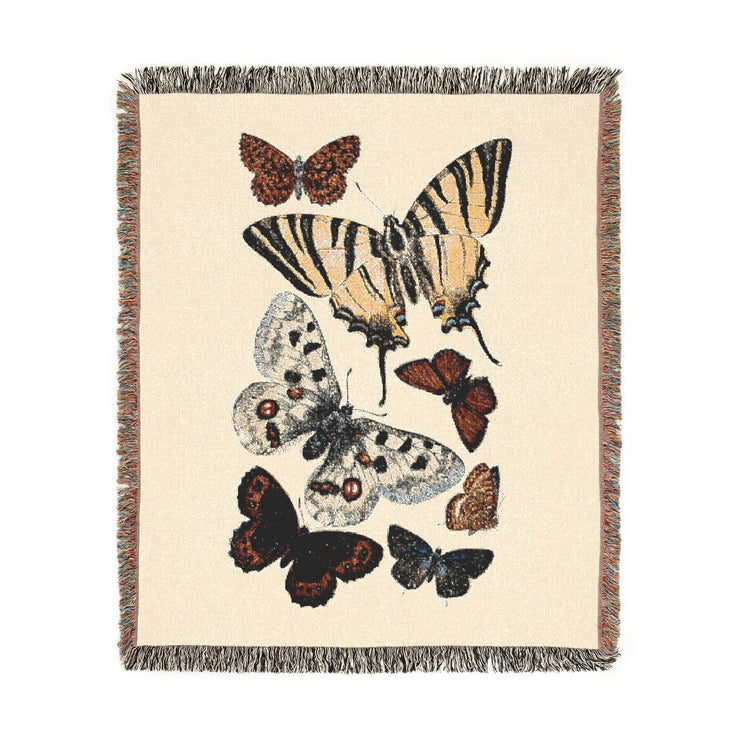Butterfly Illustration 100% Cotton Woven Throw Blanket