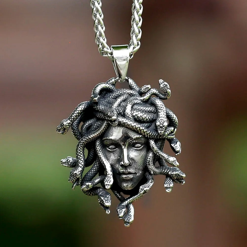 Gaze of the Medusa Cast Stainless Steel Pendant Necklace Bleak Boutique