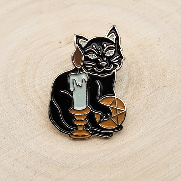Witch's Familiar Black Cat Enamel Lapel Pin