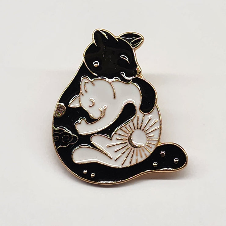 Hugging Cats Enamel Lapel Pin