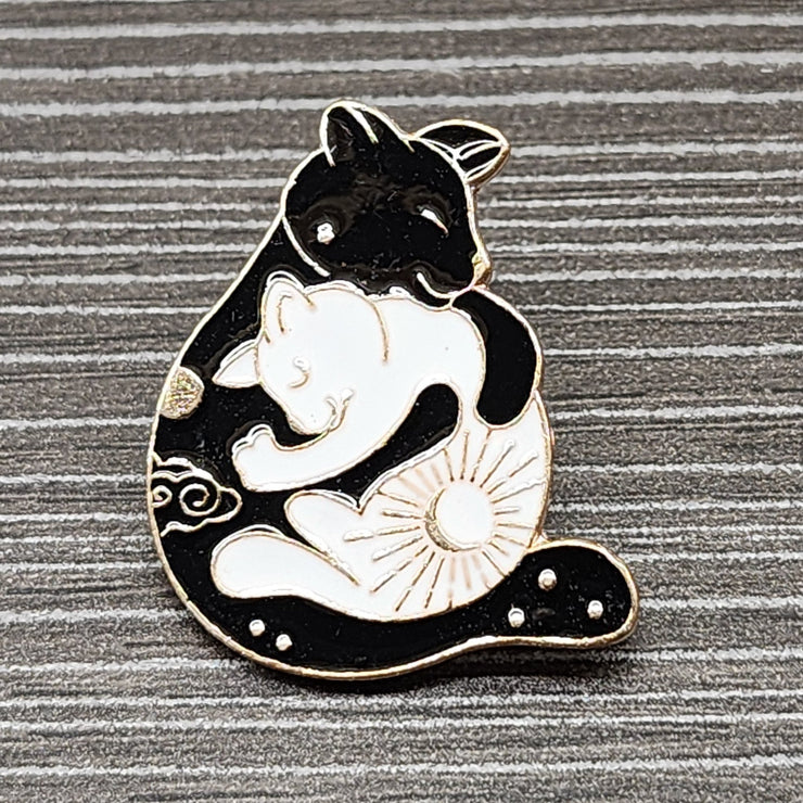 Hugging Cats Enamel Lapel Pin