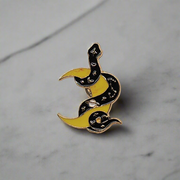 Serpent and Crescent Enamel Lapel Pin