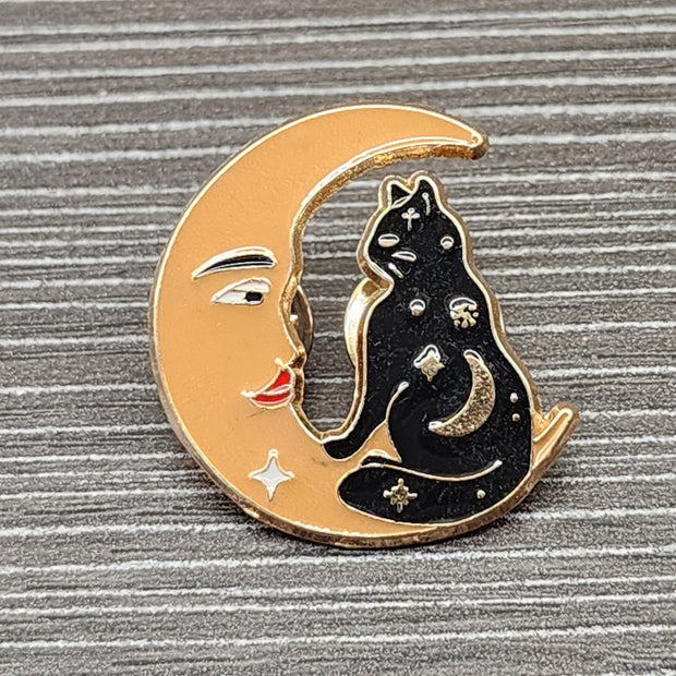 Celestial Cats Enamel Lapel Pins