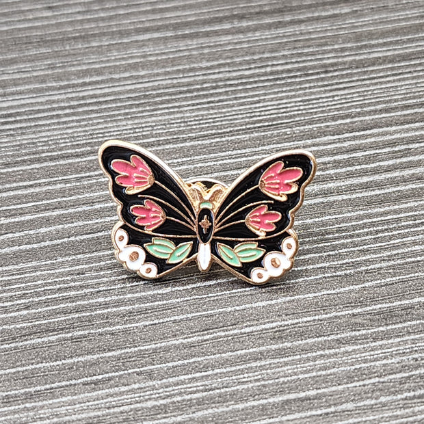 Red Tulip Butterfly Enamel Pin