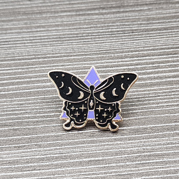 Starry Night Moth Enamel Lapel Pin