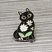 Feline Florals Enamel Lapel Pin