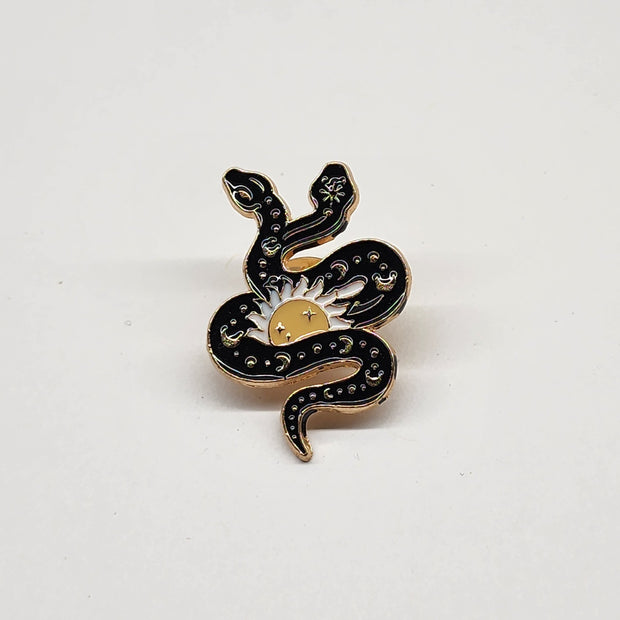 Two Headed Cosmic Serpent Enamel Lapel Pin