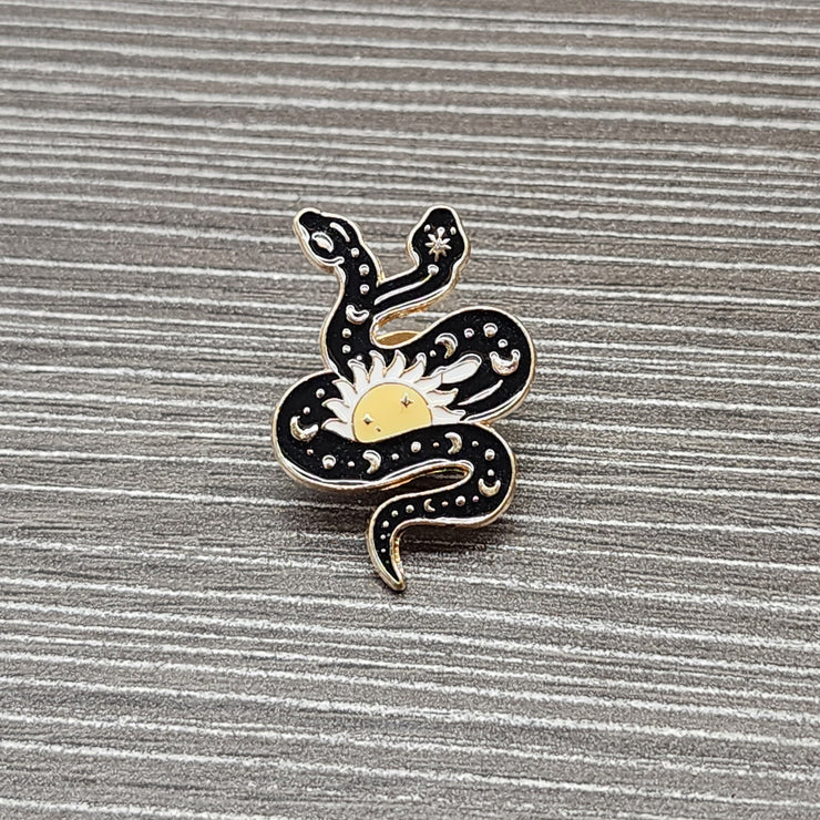 Two Headed Cosmic Serpent Enamel Lapel Pin