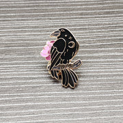 Raven and Flowers Enamel Lapel Pin