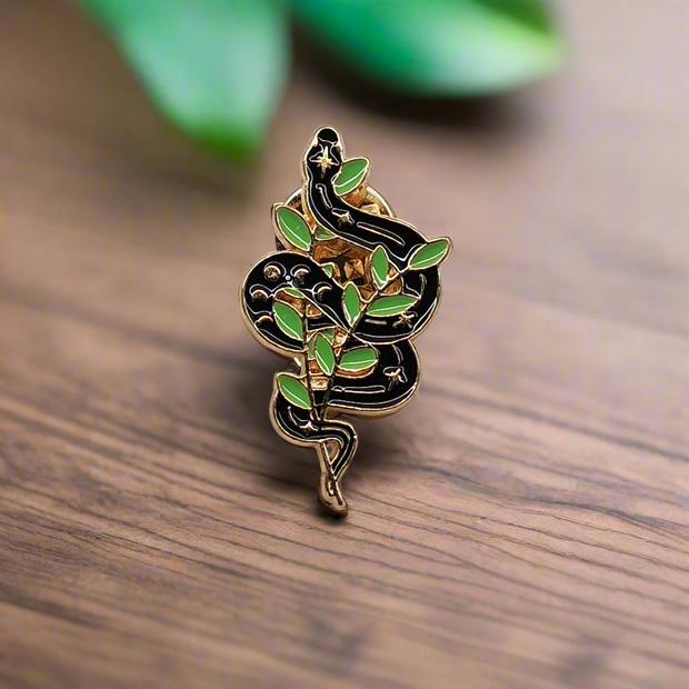 Ethereal Leaf Snake Enamel Lapel Pin