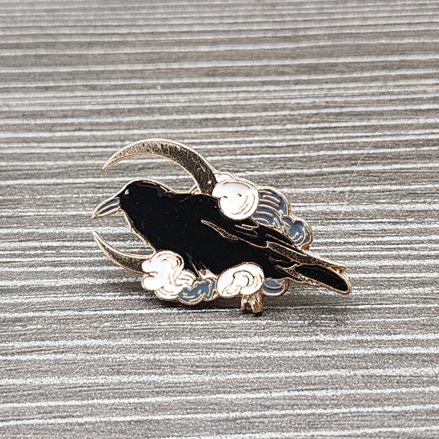 Midnight Moon Crow Enamel Lapel Pin