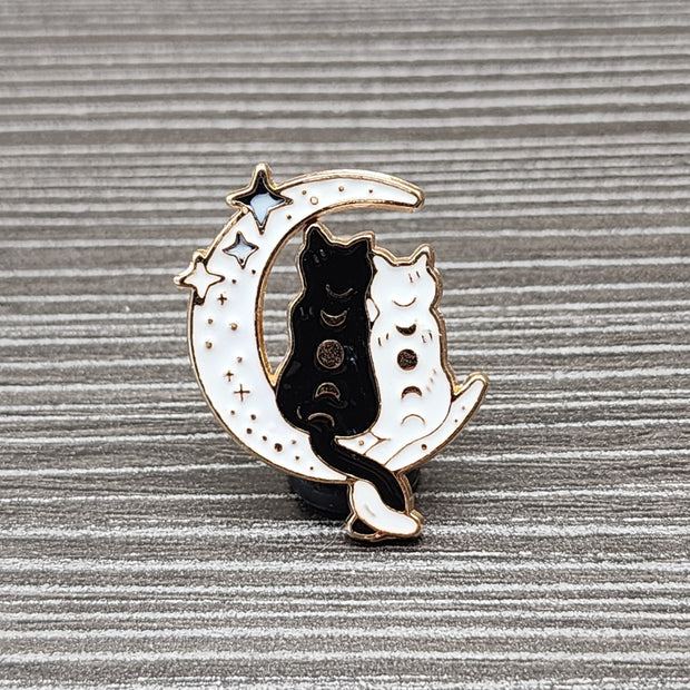 Starlit Whiskers Enamel Lapel Pin