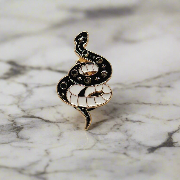 Moonphase Serpent Enamel Lapel Pin