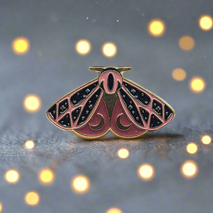 Lunar Garden Moth Enamel Lapel Pins