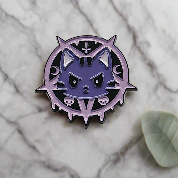 Purple Pentagram Kitty Enamel Lapel Pin