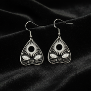 Ouija Planchette Silver Enamel Earrings