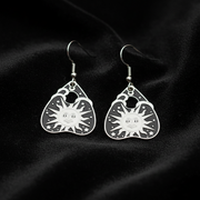 Ouija Planchette Silver Enamel Earrings
