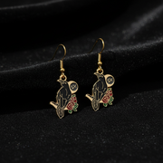 Raven Moon Gold Enamel Earrings