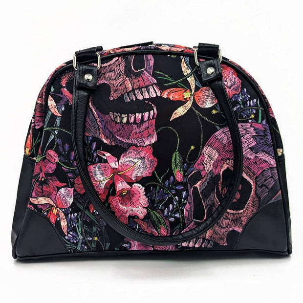 Skulls and Flowers Bowler Purse