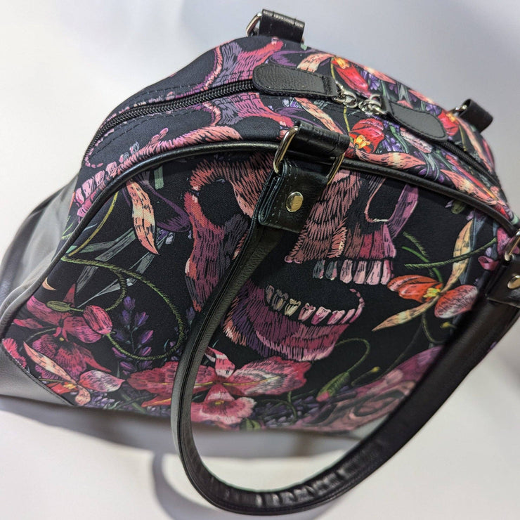 Skulls and Flowers Bowler Purse