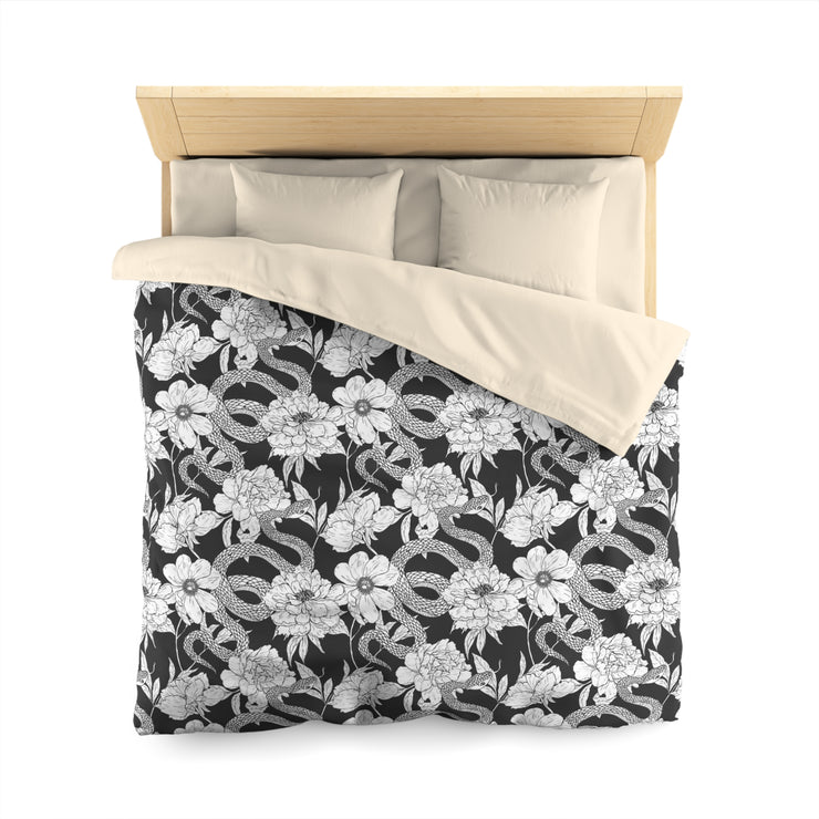 "Garden in Gray" Microfiber Duvet Cover