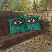 "All Seeing Eye" (Teal) Outdoor Throw Pillows